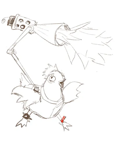 Minigun Chicken Fighter Chicken with minigun weapon