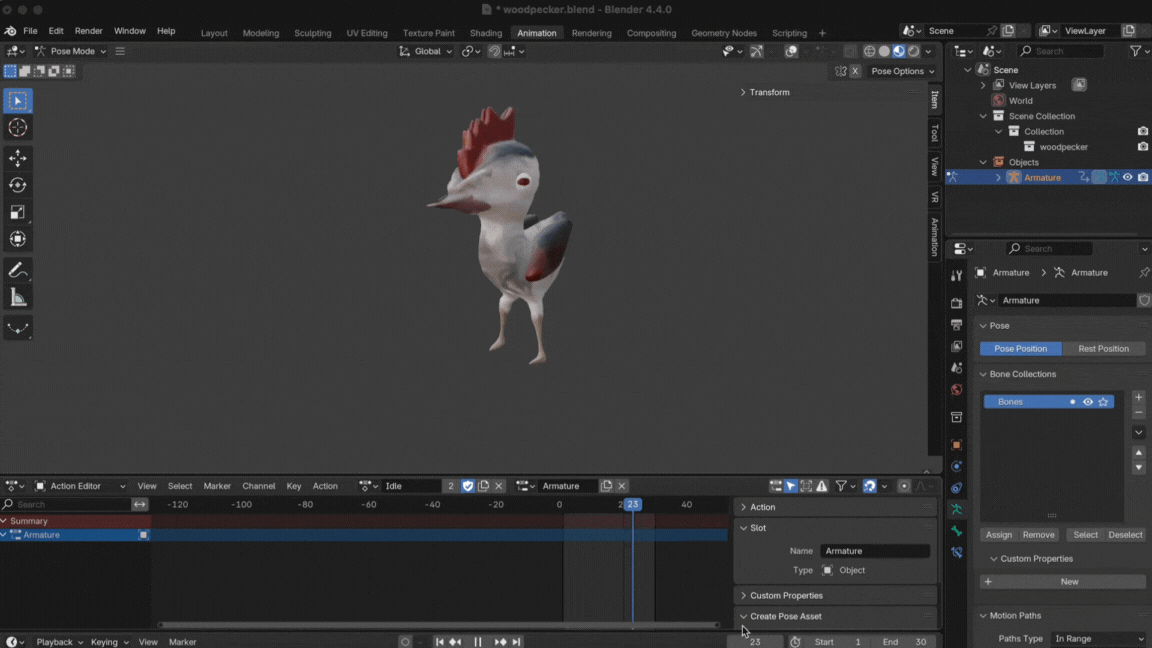 Woodpecker idle animation